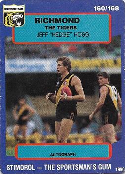 1990 AFL Scanlens Stimorol #160 Jeff Hogg Front